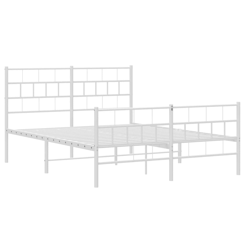 Metal Bed Frame without Mattress with Footboard White 120x190cm