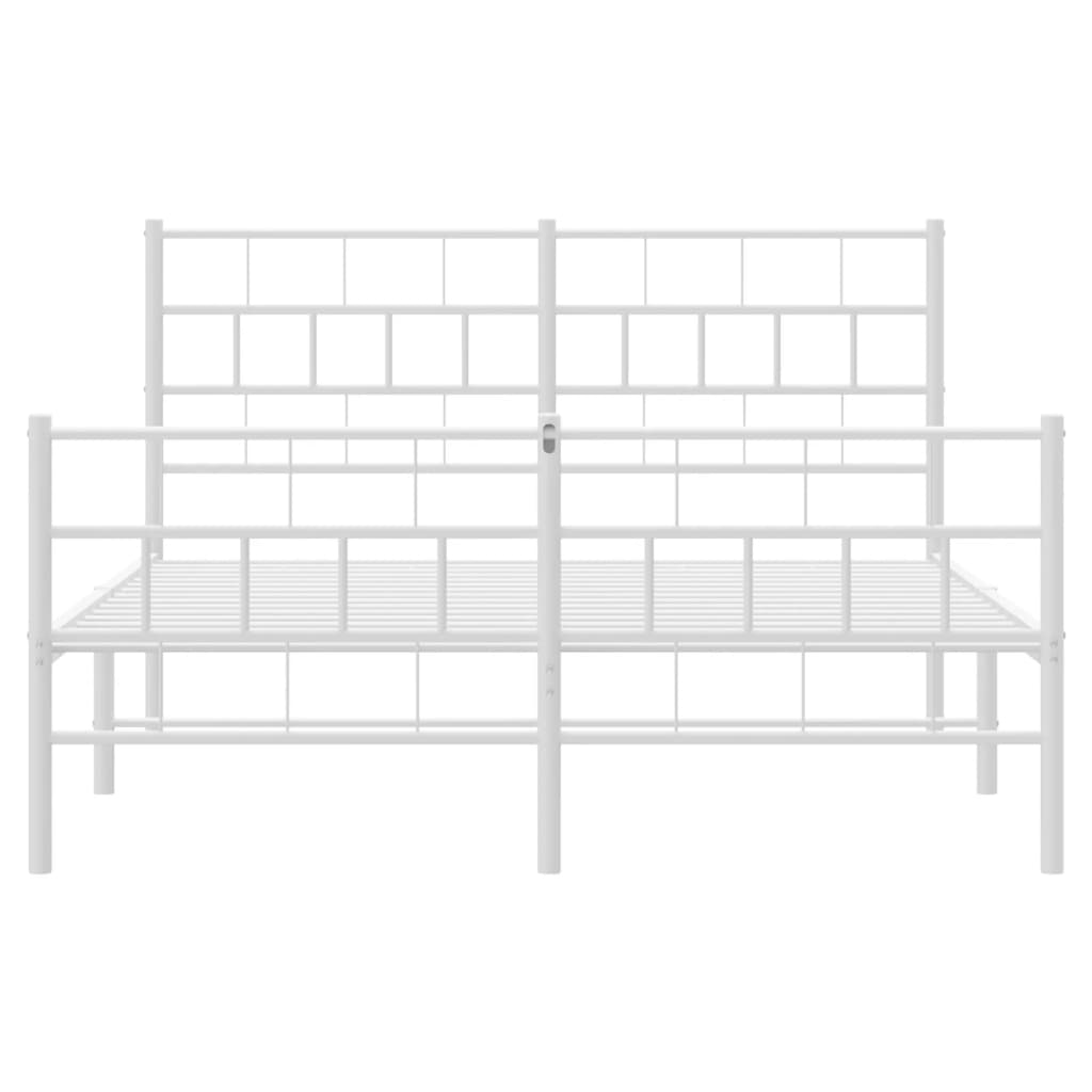 Metal Bed Frame without Mattress with Footboard White 120x190cm