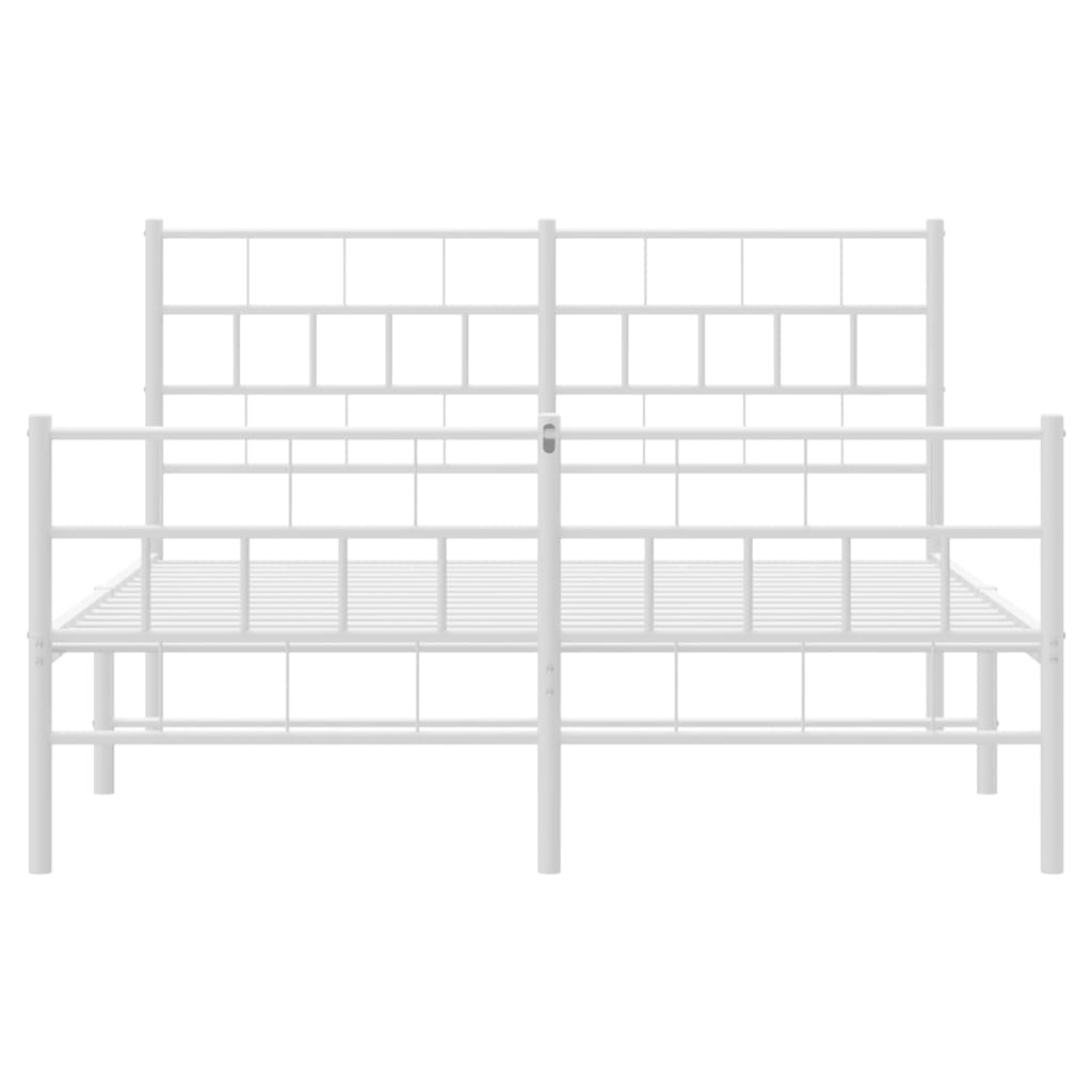 Metal Bed Frame without Mattress with Footboard White 120x200cm