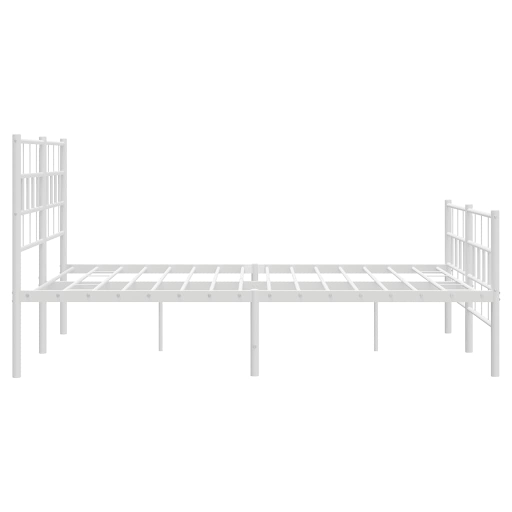 Metal Bed Frame without Mattress with Footboard White 120x200cm
