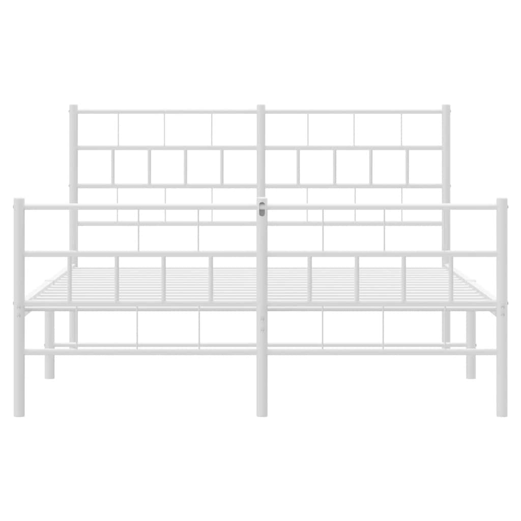 Metal Bed Frame without Mattress with Footboard White 135x190cm
