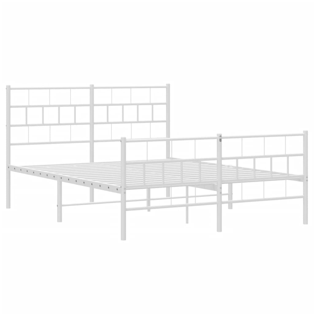 Metal Bed Frame without Mattress with Footboard White 140x190cm