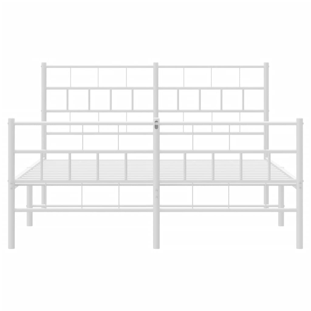 Metal Bed Frame without Mattress with Footboard White 140x190cm