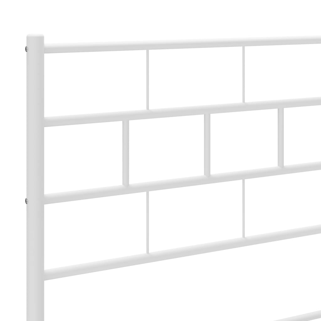 Metal Bed Frame without Mattress with Footboard White 140x190cm