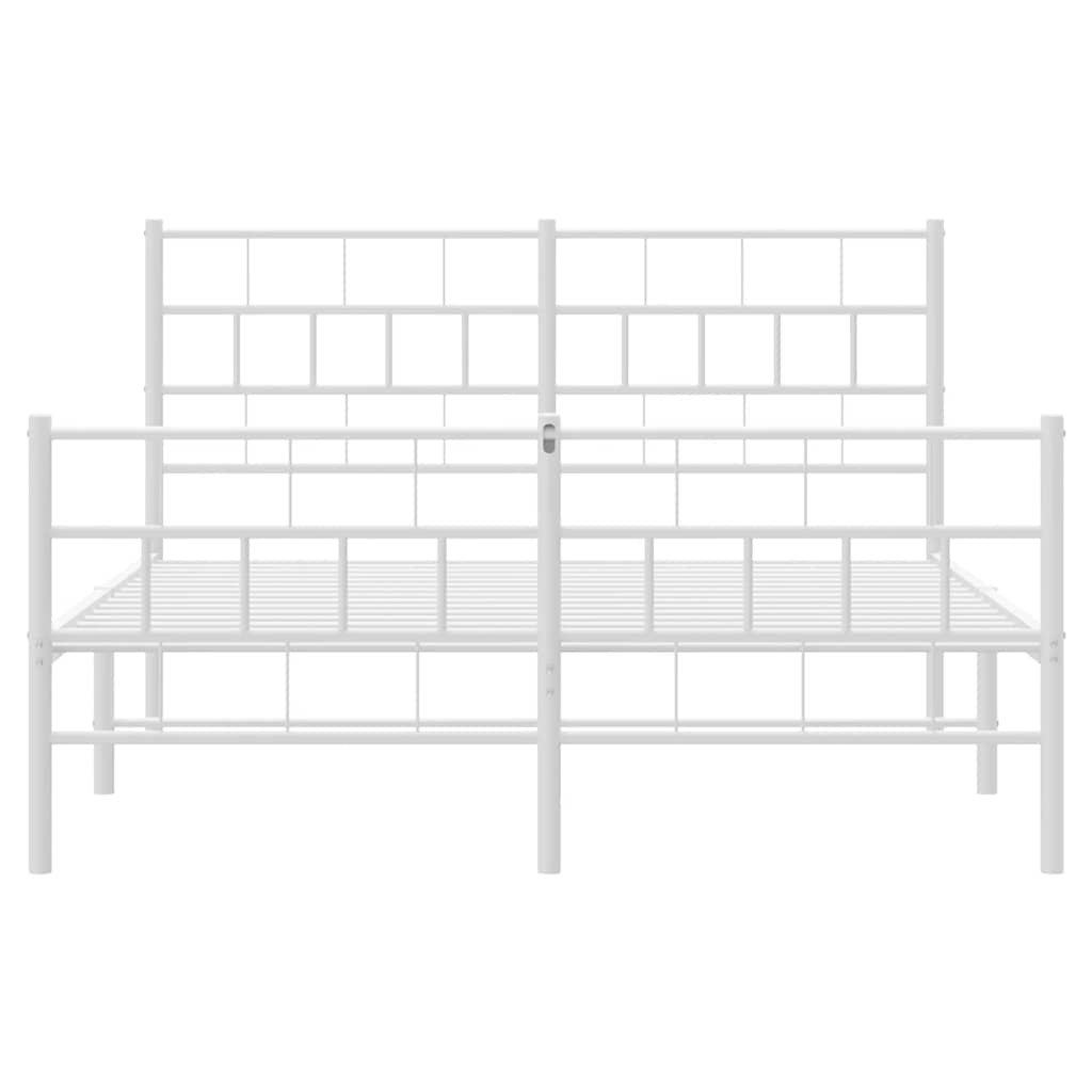 Metal Bed Frame without Mattress with Footboard White 150x200cm