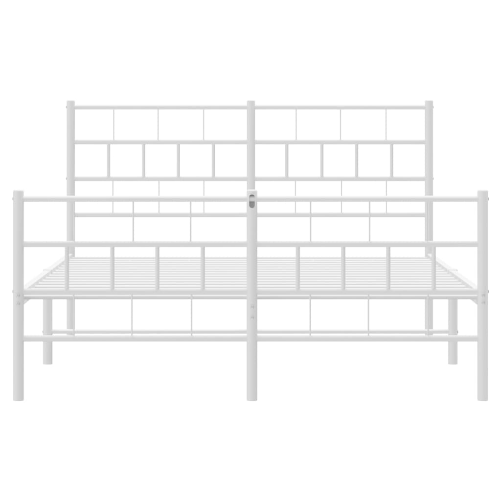 Metal Bed Frame without Mattress with Footboard White 160x200cm