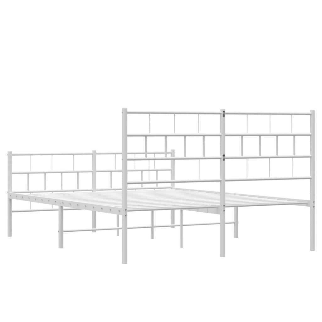 Metal Bed Frame without Mattress with Footboard White 160x200cm
