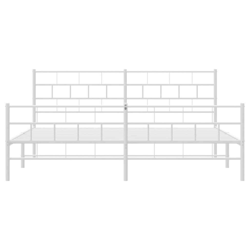 Metal Bed Frame without Mattress with Footboard White 180x200cm