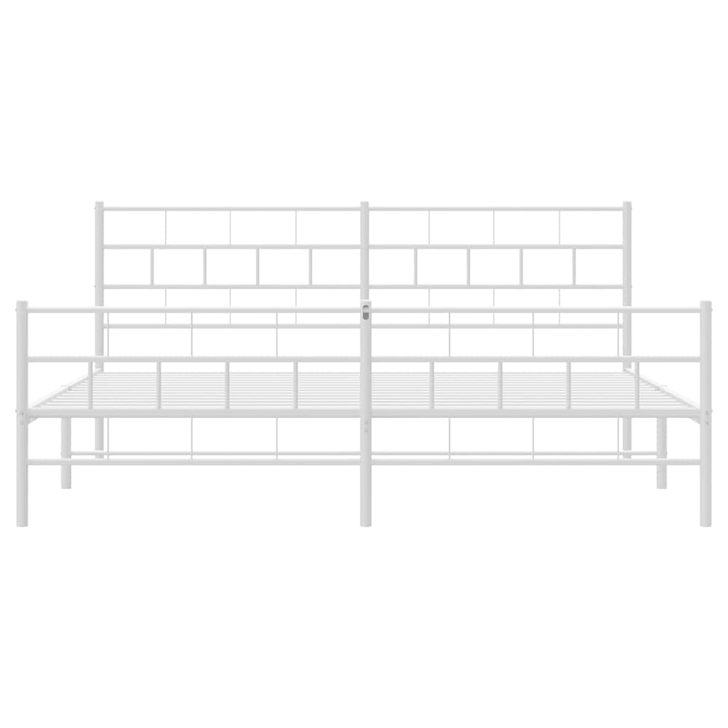 Metal Bed Frame without Mattress with Footboard White 183x213cm