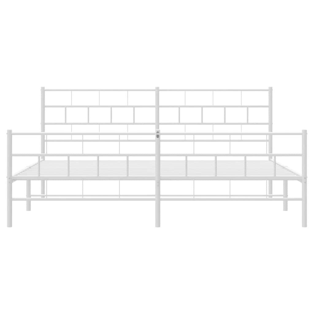 Metal Bed Frame without Mattress with Footboard White 193x203cm