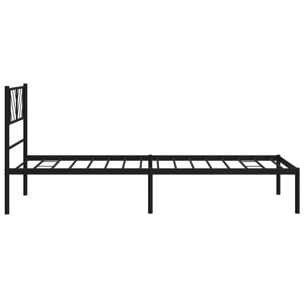 Metal Bed Frame without Mattress with Headboard Black 90x190cm