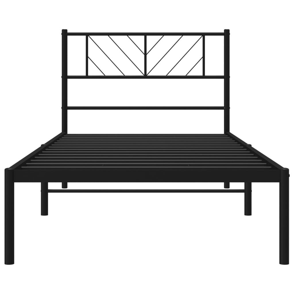 Metal Bed Frame without Mattress with Headboard Black 90x200cm