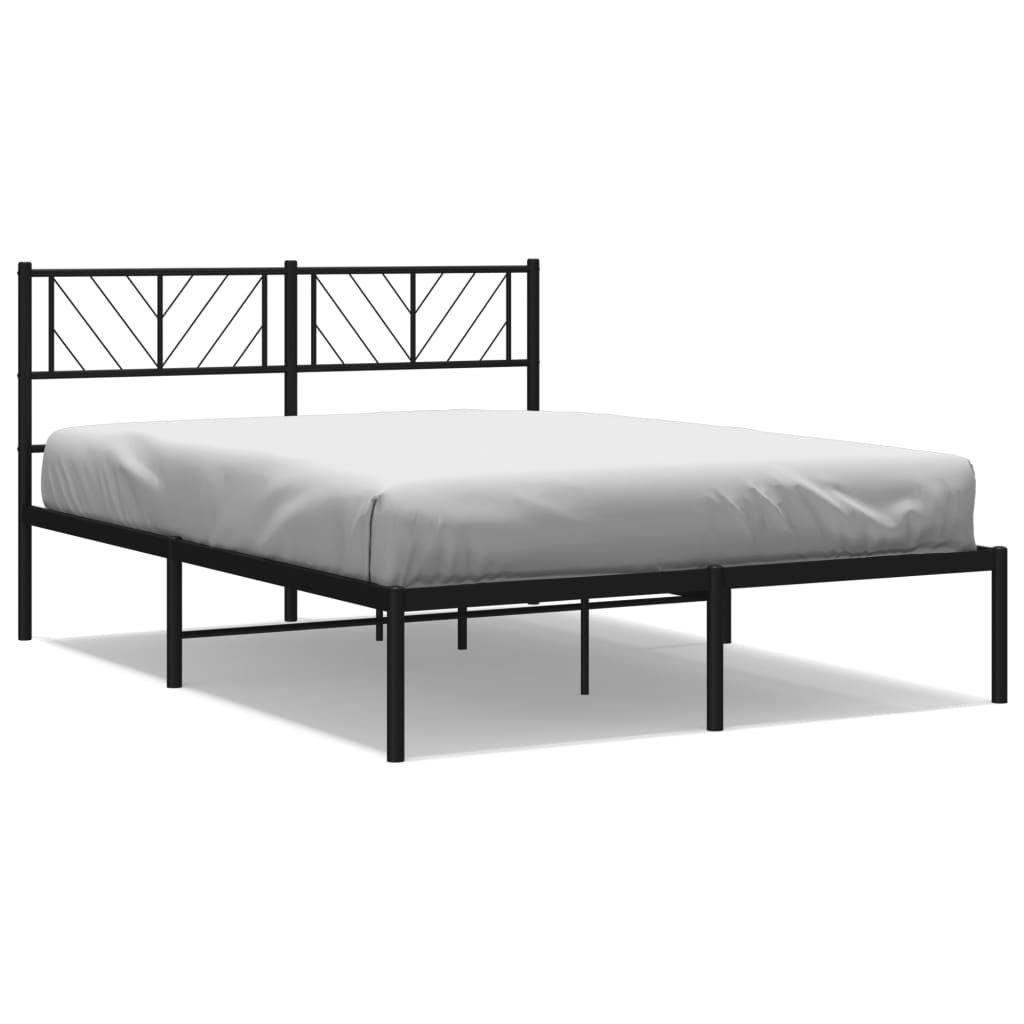 Metal Bed Frame without Mattress with Headboard Black 120x200cm