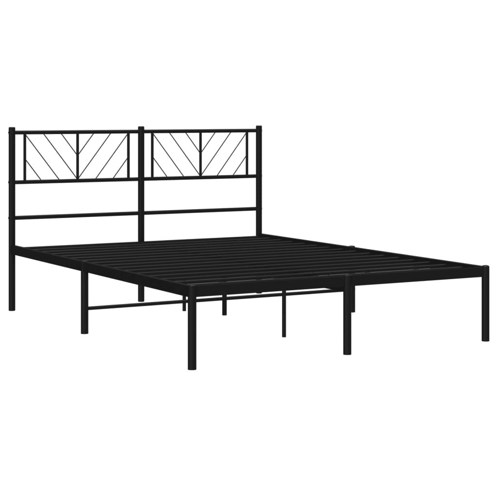 Metal Bed Frame without Mattress with Headboard Black 120x200cm