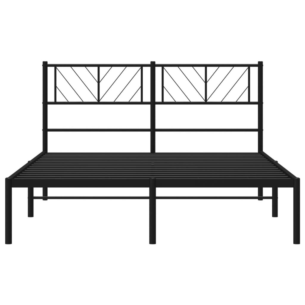 Metal Bed Frame without Mattress with Headboard Black 140x200cm