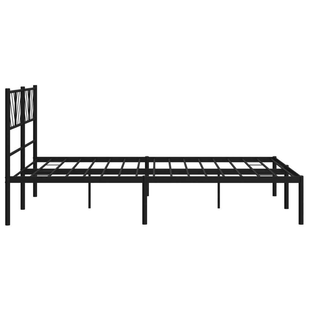 Metal Bed Frame without Mattress with Headboard Black 140x200cm