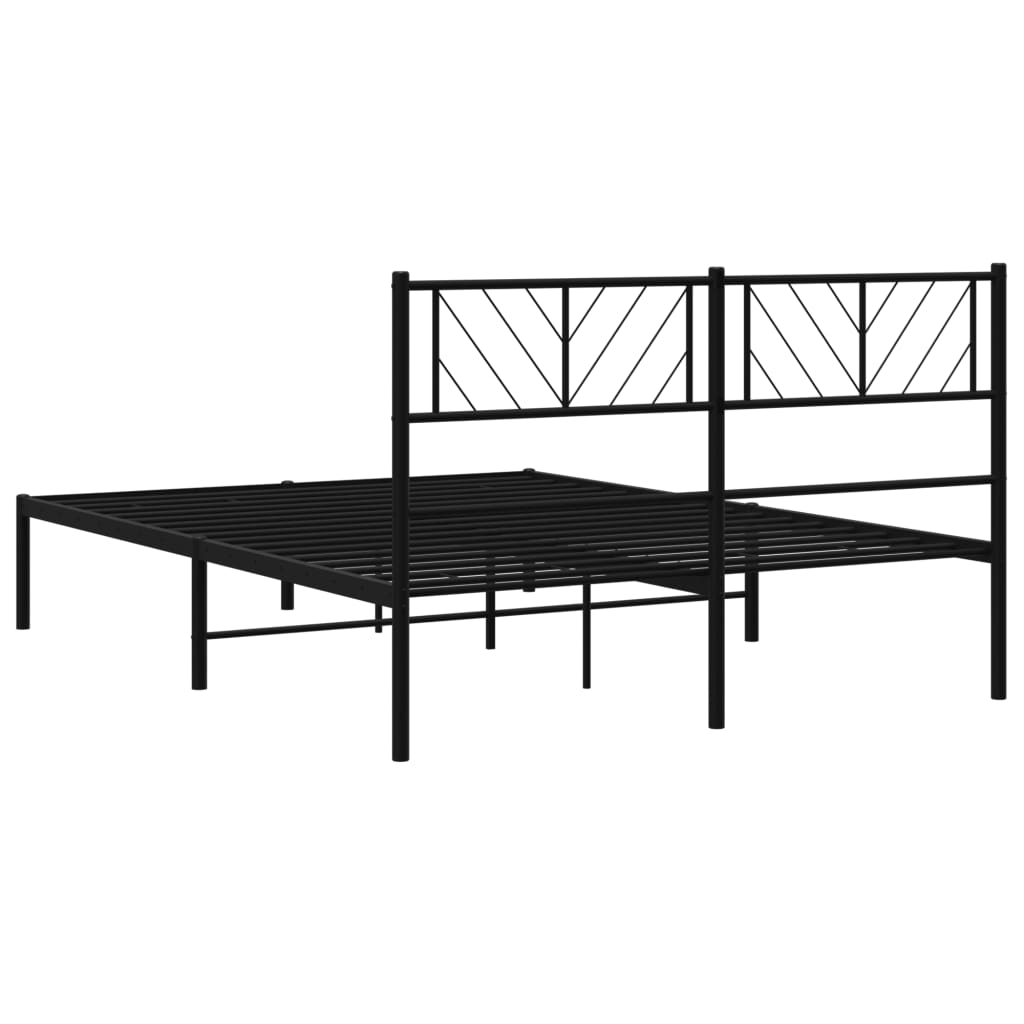 Metal Bed Frame without Mattress with Headboard Black 140x200cm