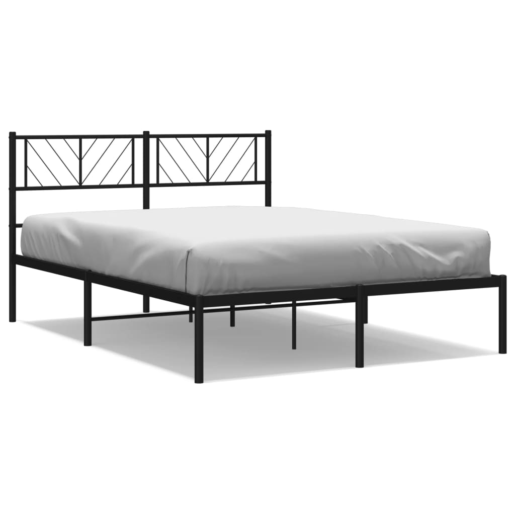 Metal Bed Frame without Mattress with Headboard Black 160x200cm