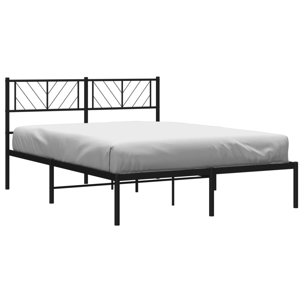 Metal Bed Frame without Mattress with Headboard Black 160x200cm