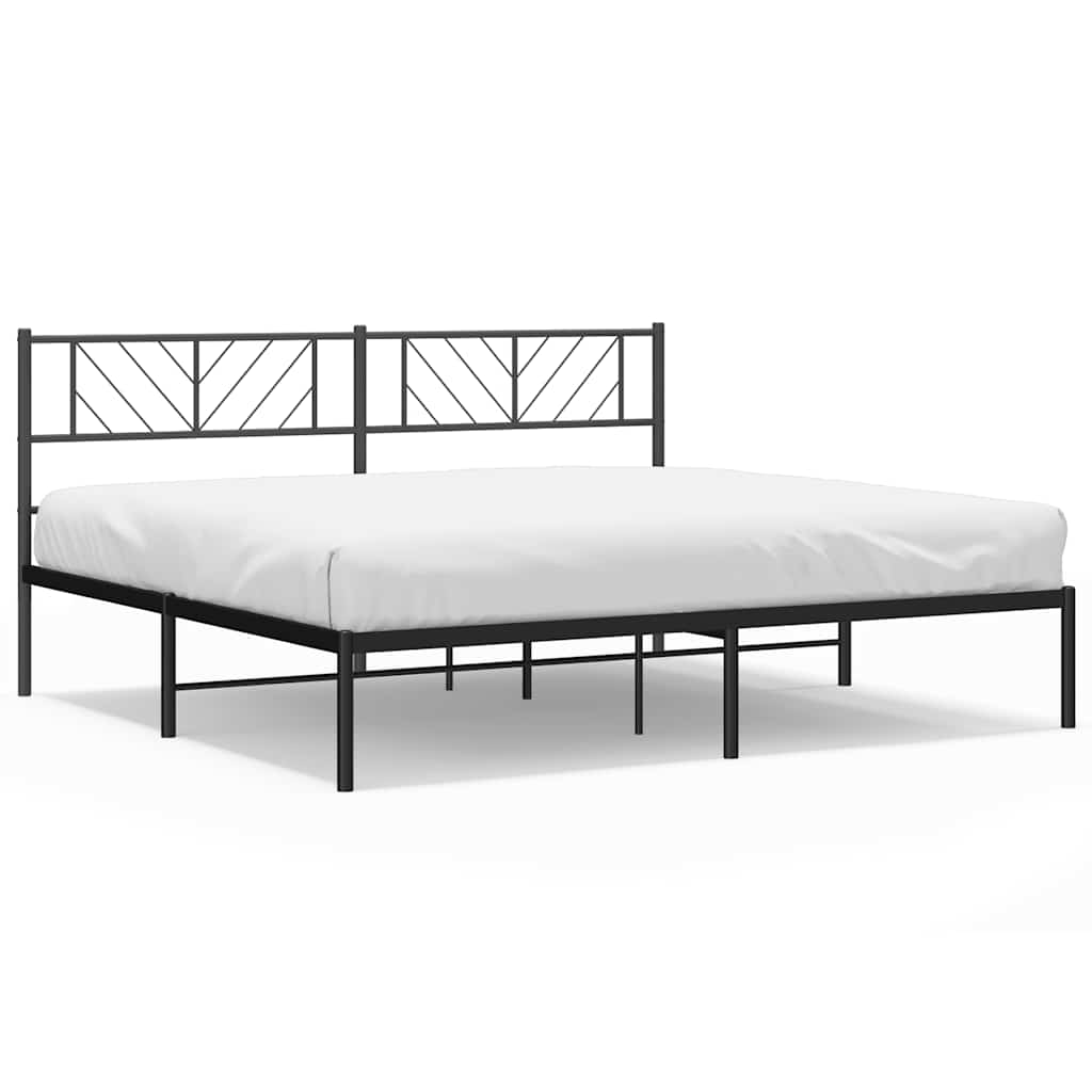 Metal Bed Frame without Mattress with Headboard Black 183x213cm