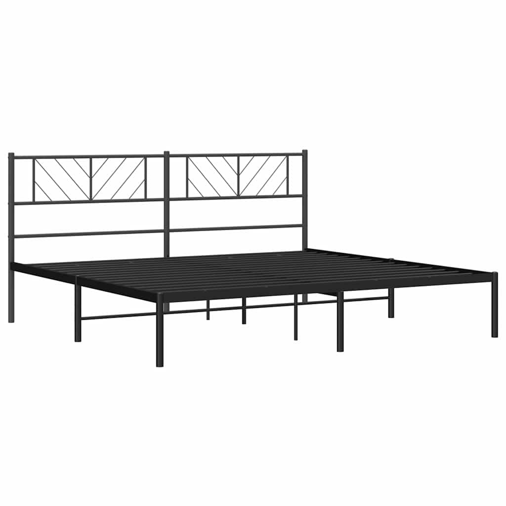 Metal Bed Frame without Mattress with Headboard Black 183x213cm