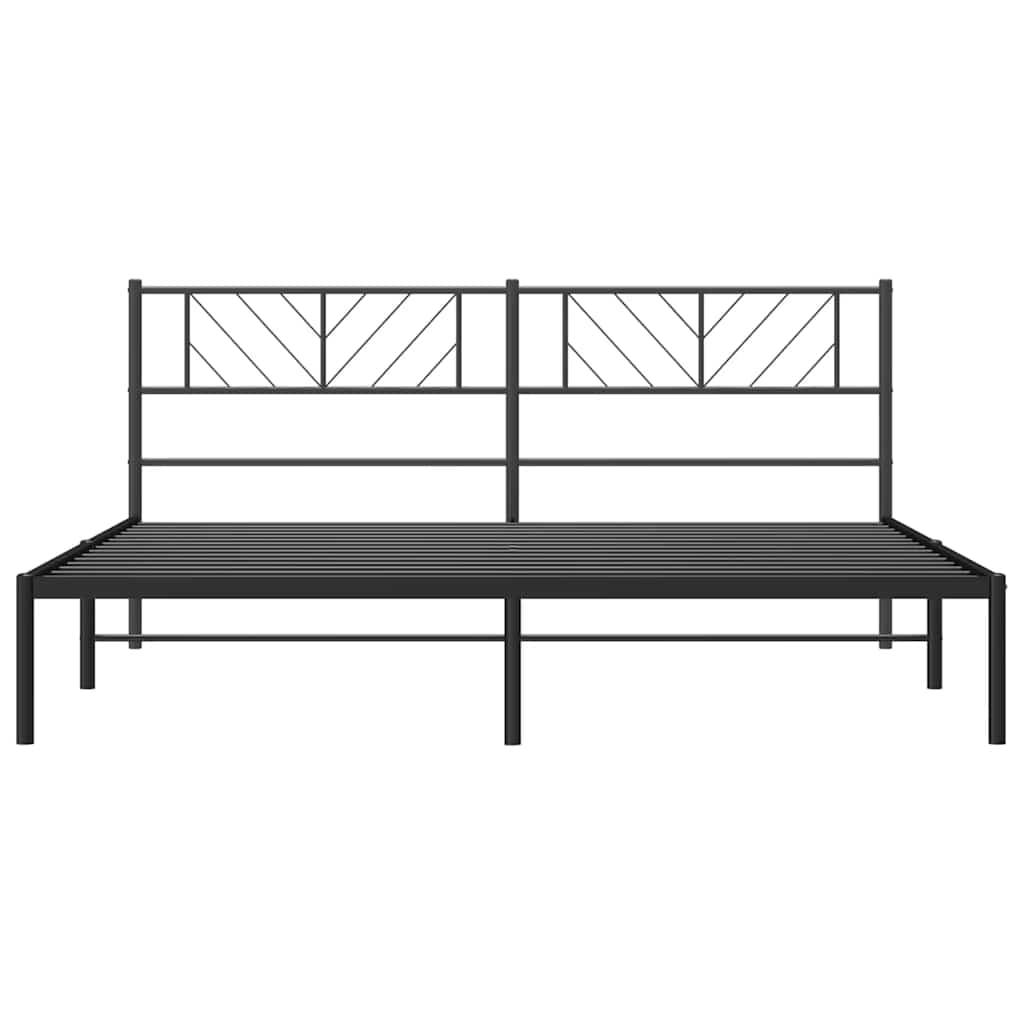 Metal Bed Frame without Mattress with Headboard Black 183x213cm