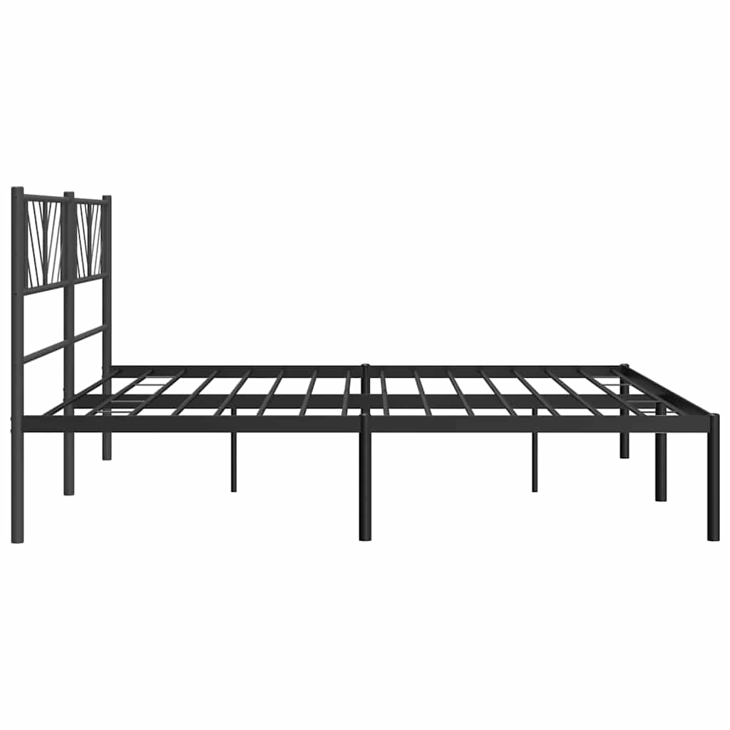 Metal Bed Frame without Mattress with Headboard Black 183x213cm