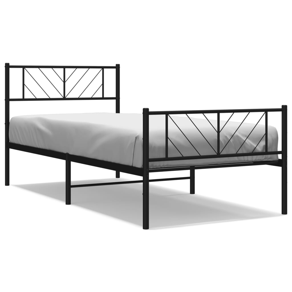 Metal Bed Frame without Mattress with Footboard Black 80x200cm