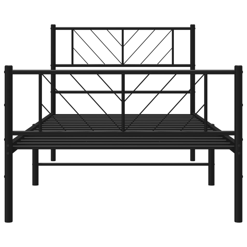Metal Bed Frame without Mattress with Footboard Black 90x200cm