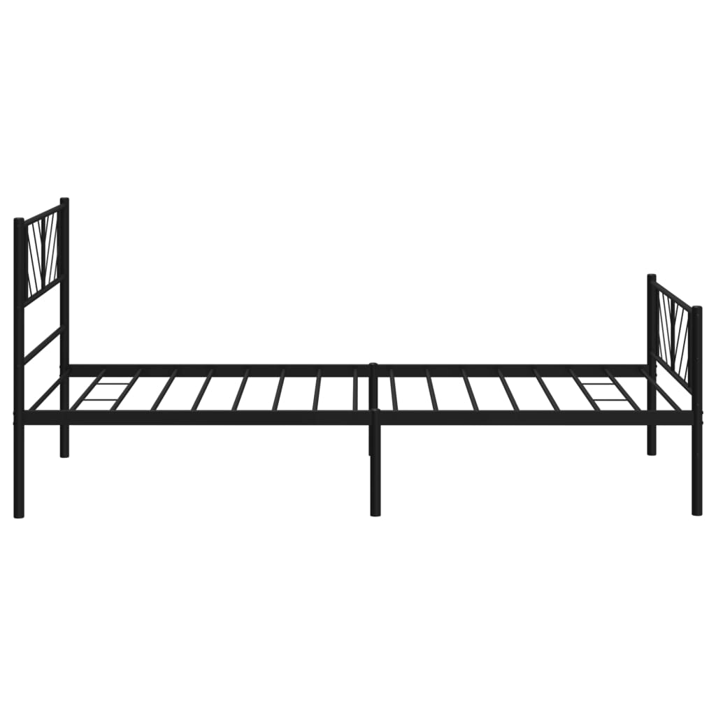 Metal Bed Frame without Mattress with Footboard Black 90x200cm