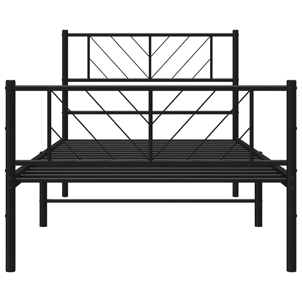 Metal Bed Frame without Mattress with Footboard Black 100x190cm