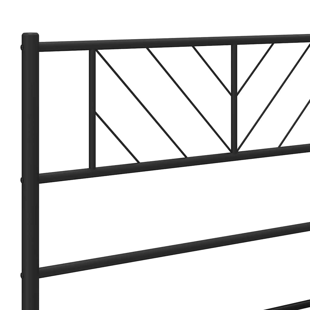 Metal Bed Frame without Mattress with Footboard Black 100x190cm