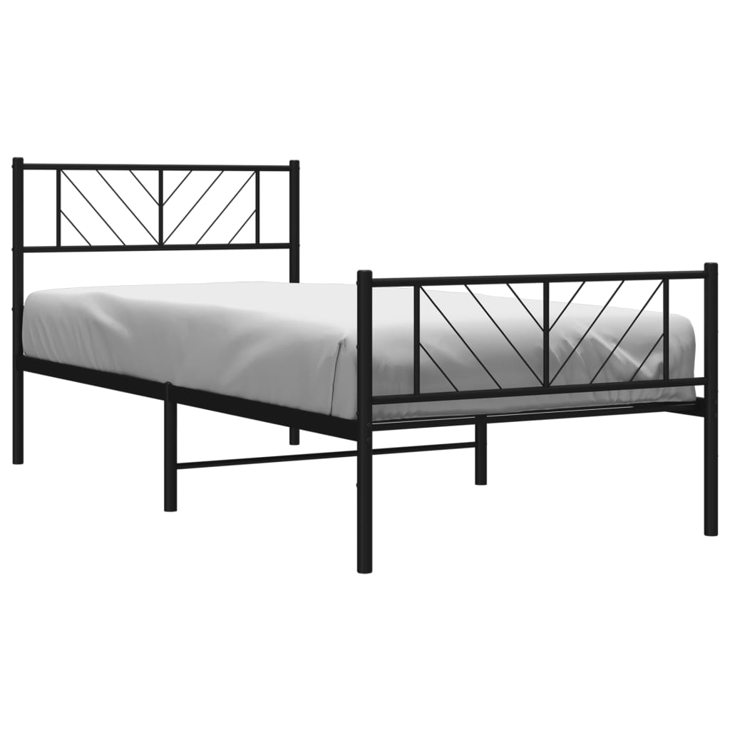 Metal Bed Frame without Mattress with Footboard Black 100x200cm