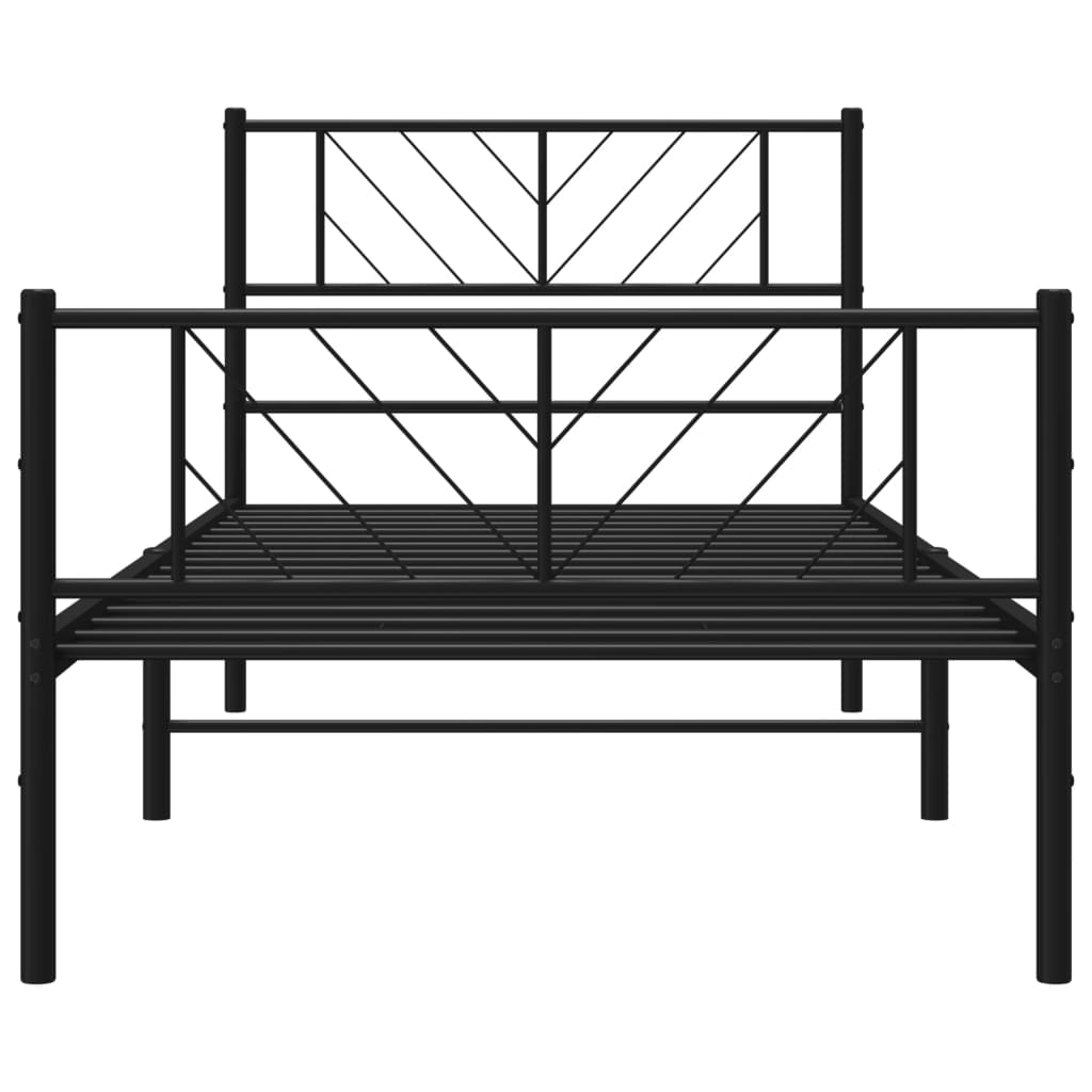 Metal Bed Frame without Mattress with Footboard Black 100x200cm