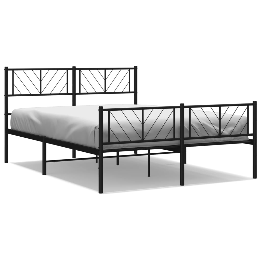 Metal Bed Frame without Mattress with Footboard Black 120x200cm