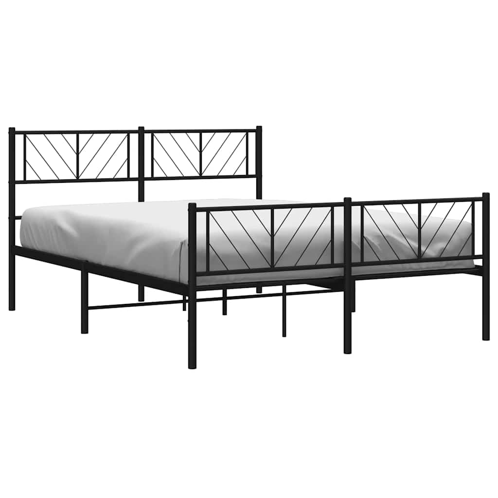 Metal Bed Frame without Mattress with Footboard Black 150x200cm