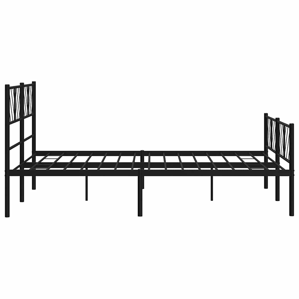 Metal Bed Frame without Mattress with Footboard Black 150x200cm
