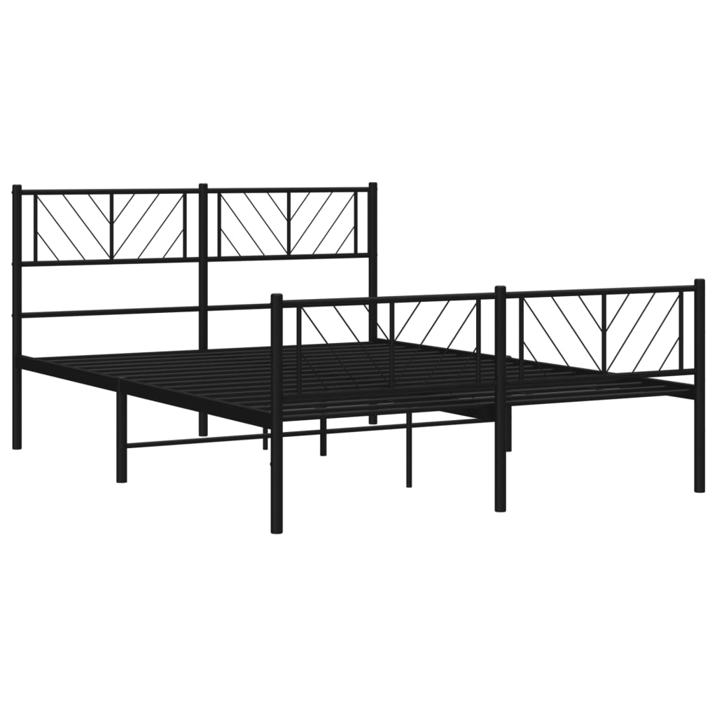 Metal Bed Frame without Mattress with Footboard Black 160x200cm