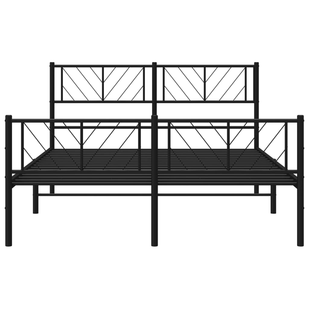 Metal Bed Frame without Mattress with Footboard Black 160x200cm