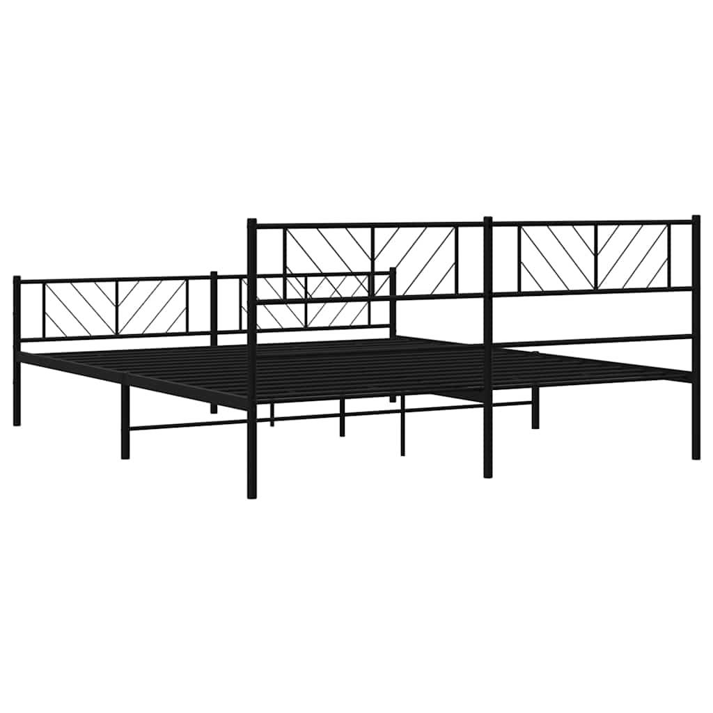 Metal Bed Frame without Mattress with Footboard Black 183x213cm