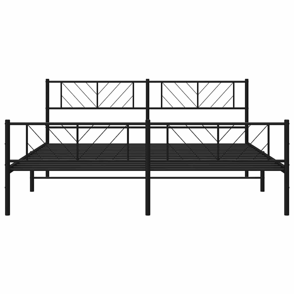 Metal Bed Frame without Mattress with Footboard Black 193x203cm