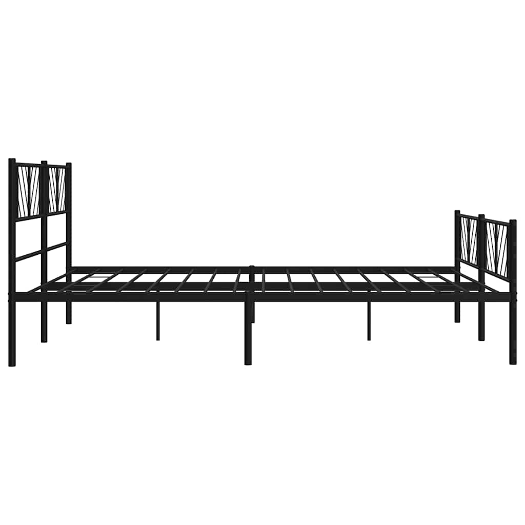Metal Bed Frame without Mattress with Footboard Black 193x203cm
