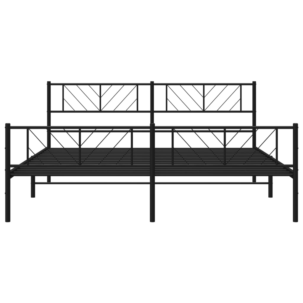 Metal Bed Frame without Mattress with Footboard Black 200x200cm