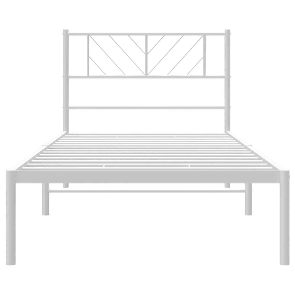 Metal Bed Frame without Mattress with Headboard White 90x190cm
