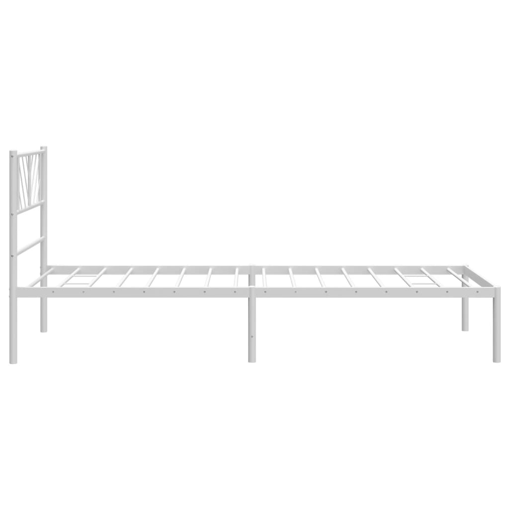 Metal Bed Frame without Mattress with Headboard White 90x190cm