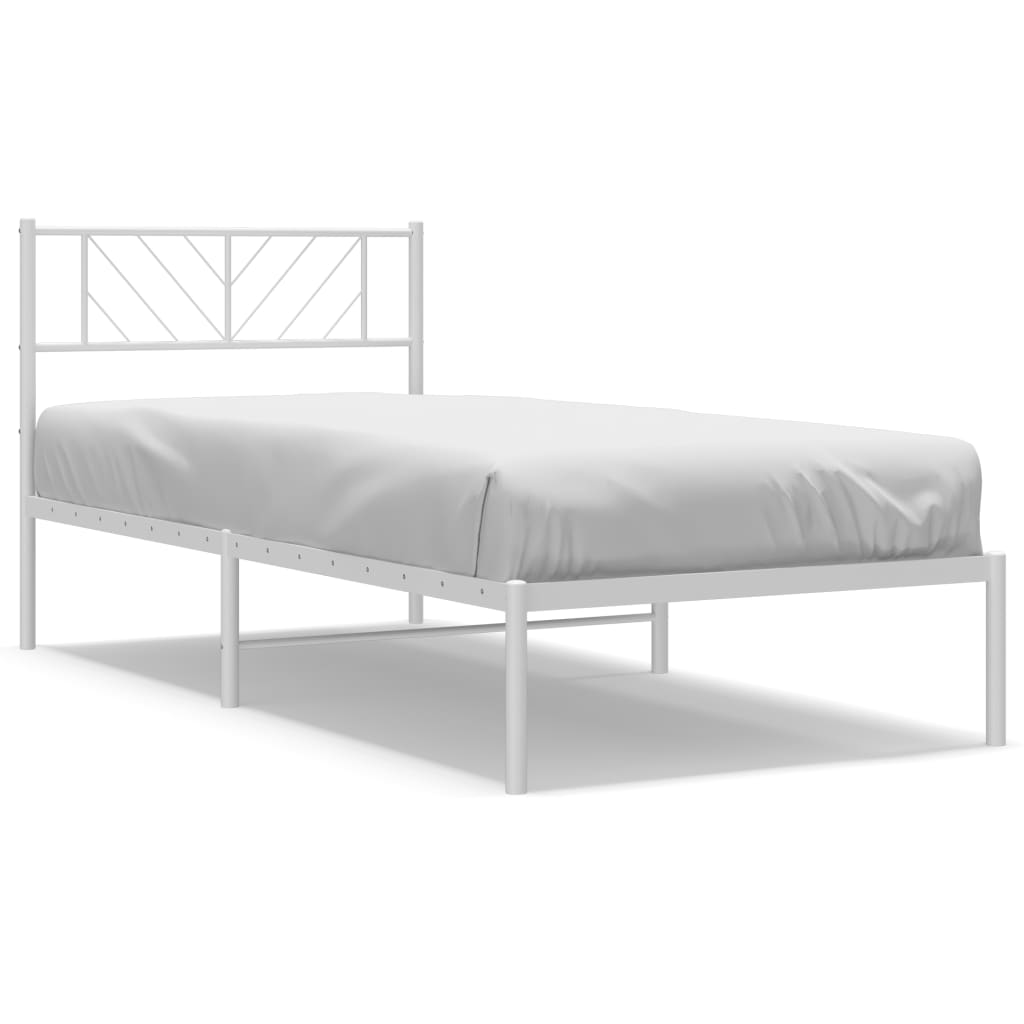 Metal Bed Frame without Mattress with Headboard White 90x200cm