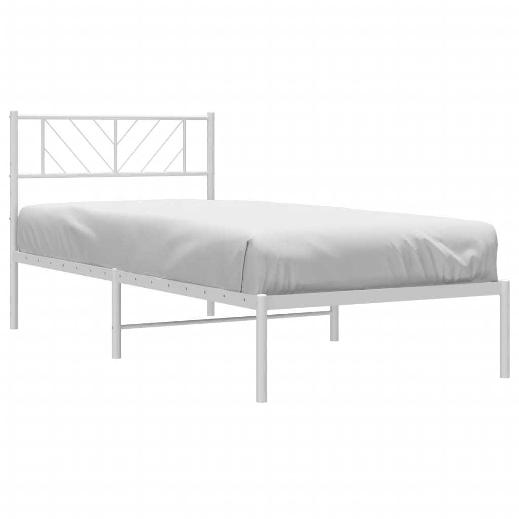 Metal Bed Frame without Mattress with Headboard White 90x200cm