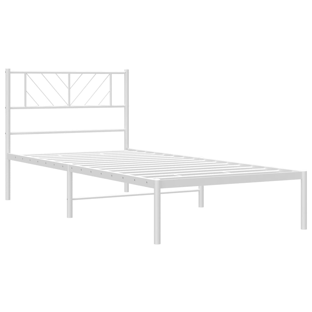 Metal Bed Frame without Mattress with Headboard White 90x200cm