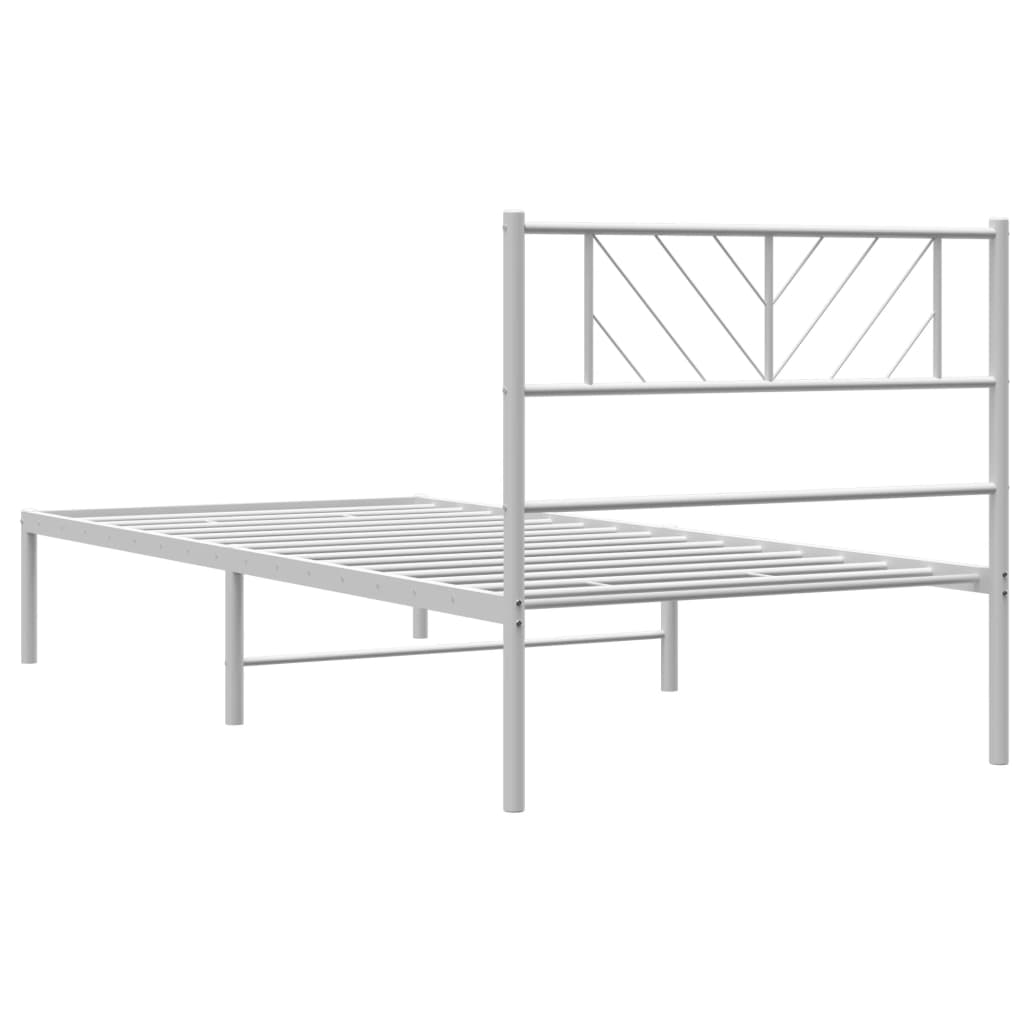 Metal Bed Frame without Mattress with Headboard White 90x200cm