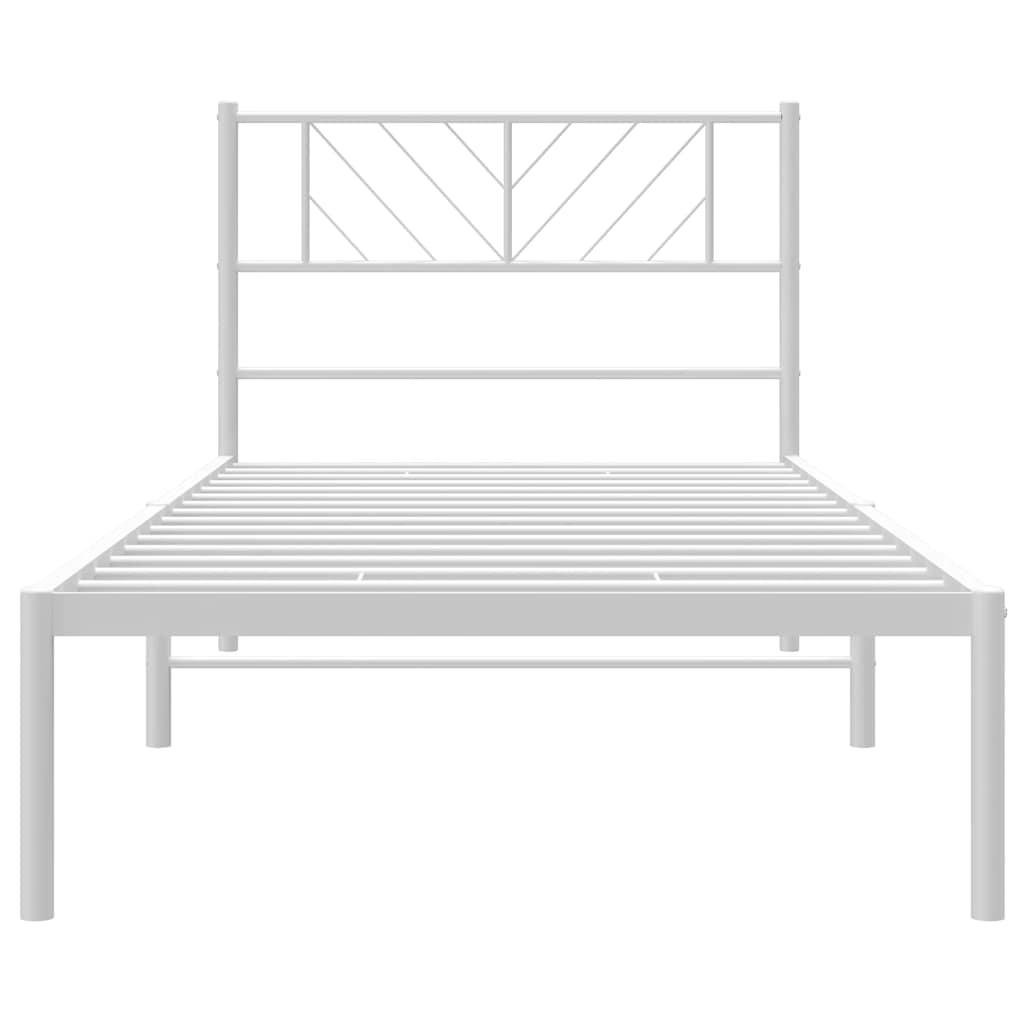 Metal Bed Frame without Mattress with Headboard White 100x200cm